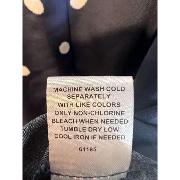 41 Hawthorn Polka Dot Sleeveless Blouse Top Med Navy White V-Neck Flowy Coastal - Picture 7 of 7